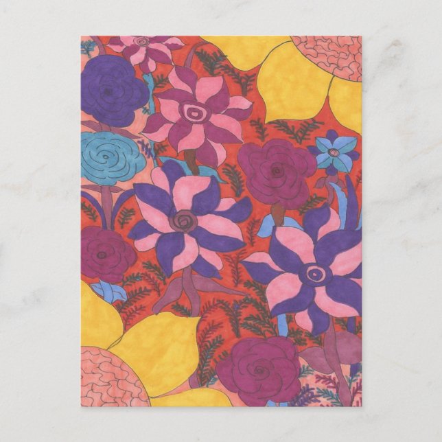 Bold Bohemian Floral Art Postcard (Front)