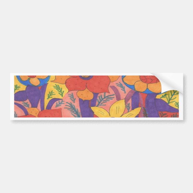Bold Bohemian Orange Garden Print Bumper Sticker (Front)