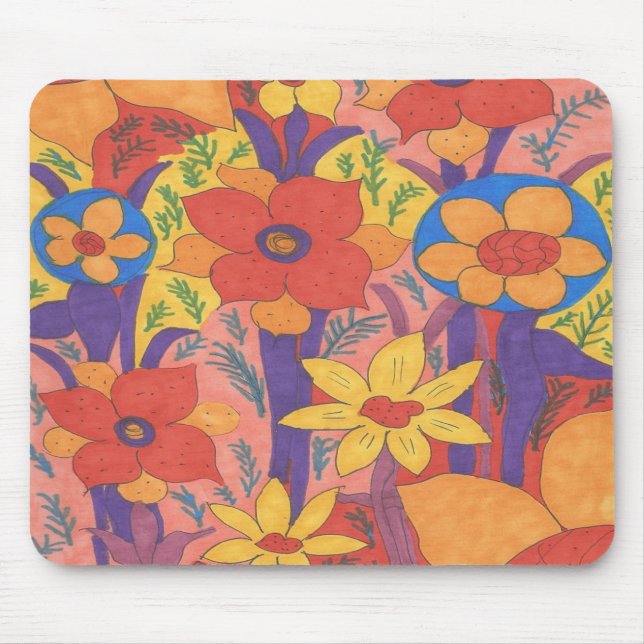Bold Bohemian Orange Garden Print Mouse Pad (Front)