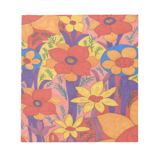 Bold Bohemian Orange Garden Print Notepad (Front)