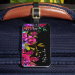 Bold Boho Floral Custom Monogrammed Luggage Tag<br><div class="desc">Stylish custom printed luggage tag. This girly design features a colourful boho watercolor floral and feather border in bright pink and magenta colours. Personalise it with your name monogram or other custom text. Add your contact information on the back side in case your luggage is lost during travel. Use the...</div>