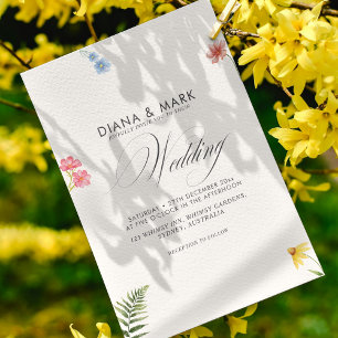 Bold Boho Pink Chic Wildflower Unique Wedding  Invitation