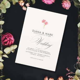 Bold Boho Pink Trendy Wildflower Unique Wedding  Invitation