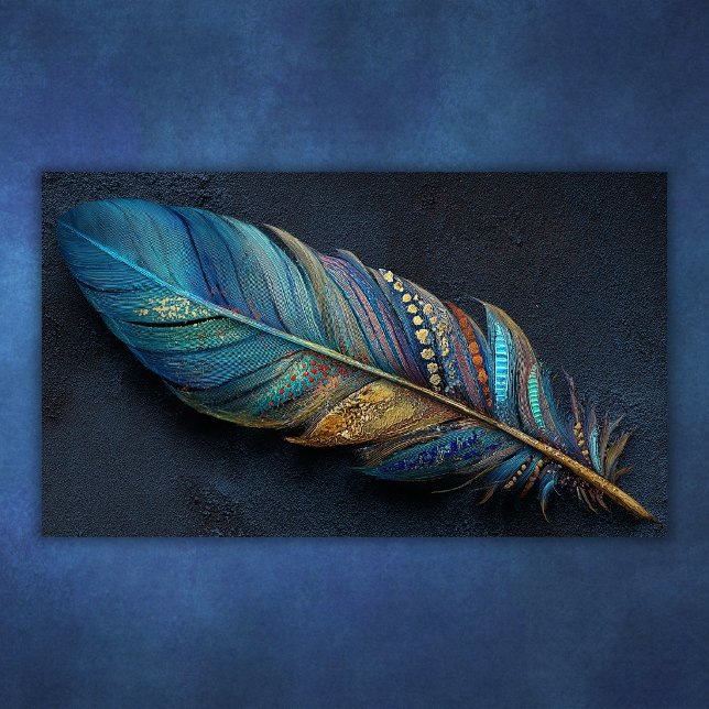 Bold Boho Teal Blue Gold Feather Artistic Design Poster (Bold Boho Teal Blue Gold Feather Artistic Design Poster)