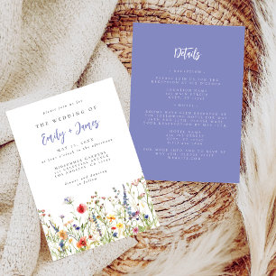 Bold Boho Wildflower All in One Wedding Invitation