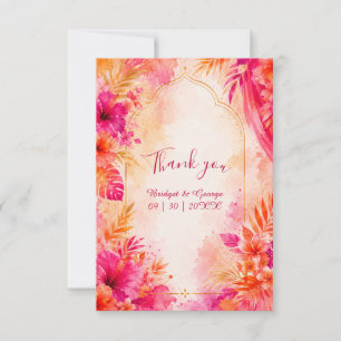 Bold Bollywood Hawaii Arch Tropical wedding Thank You Card