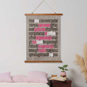 Bold Book & Coffee Quote Hanging Tapestry
