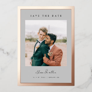 Bold Border Foil Save the Date Minimal Photo Cards