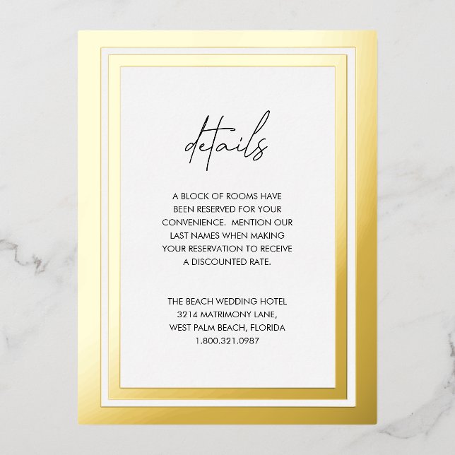 Bold Border Modern Wedding Enclosure Foil Invitation Postcard (Front)