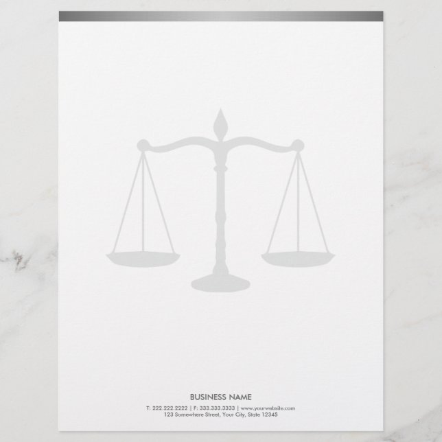 Bold Border Scale of Justice Attorney Letterhead Design (Front)