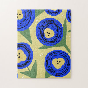 Bold Botanical Poppies Colourful Doodle Painting Jigsaw Puzzle