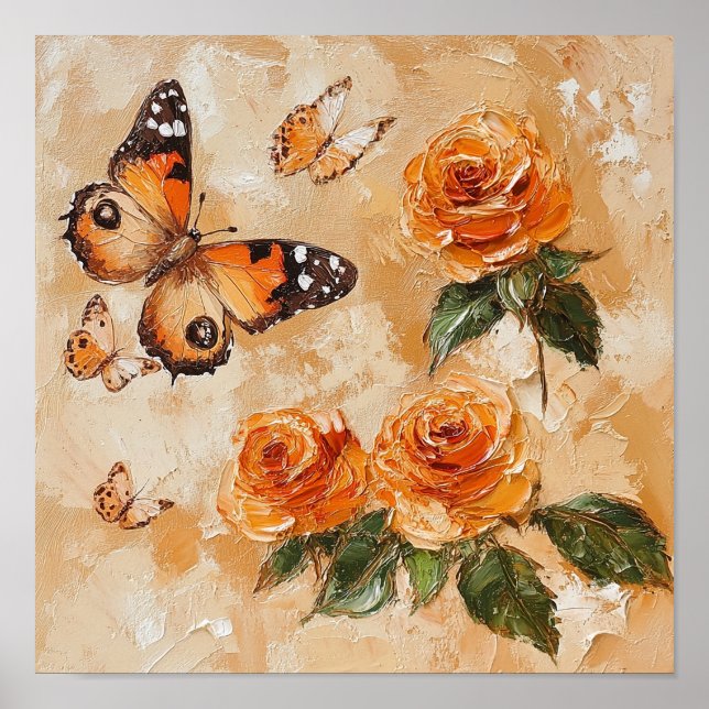 Bold Botanical Rose Artwork Room Makeover Poster (Front)