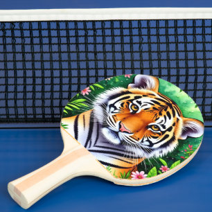 Bold Botanical Tiger cub Ping Pong Paddle
