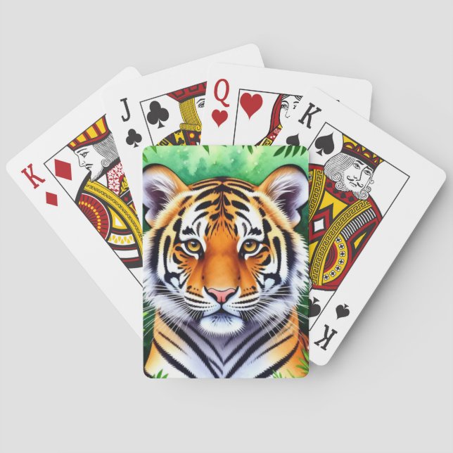 Bold Botanical Tiger cub  Playing Cards (Back)