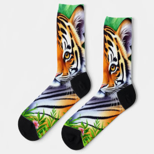 Bold Botanical Tiger cub Socks