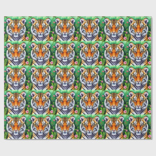 Bold Botanical Tiger cub  Wrapping Paper