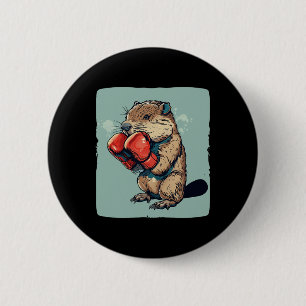 Bold Boxing Beaver For A Tough And Sporty Style  6 Cm Round Badge