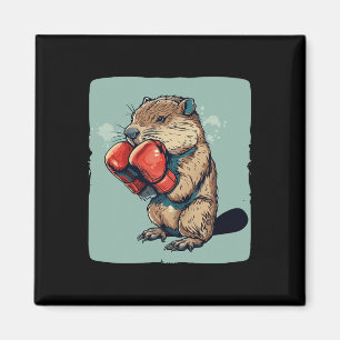 Bold Boxing Beaver For A Tough And Sporty Style Magnet