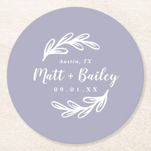 Bold Branch Wedding Monogram Round Paper Coaster