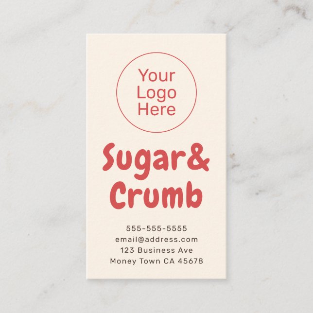 Bold Brand-Ready Bakery Vertical Business Card (Front)