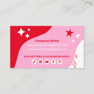 Bold Branded Pink Red White Stars Business Logo Business Card