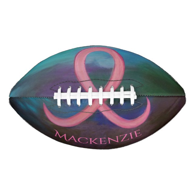 Bold Breast Cancer Awareness Pink Ribbon Abstract Football (Front)