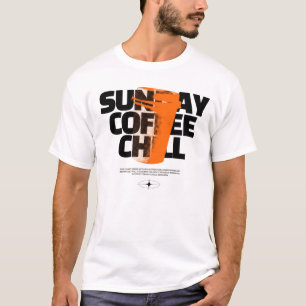 Bold Brew Vibes – Black & Orange Minimalist Coffee T-Shirt