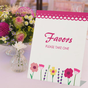 Bold & Bright Colourful Floral Pink Spring Wedding Pedestal Sign