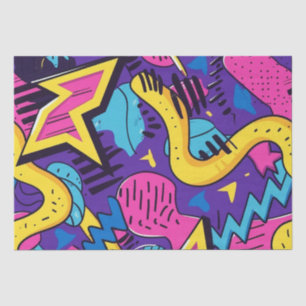 Bold Bright Colours 90s Abstract Funky Art Pattern Tissue Paper