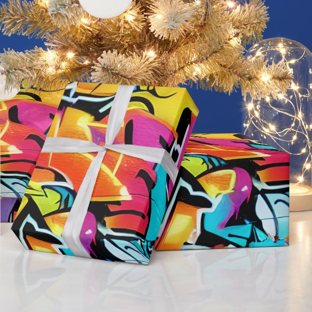 Bold Bright Colours Graffiti Street Art Pattern Wrapping Paper (Holidays)