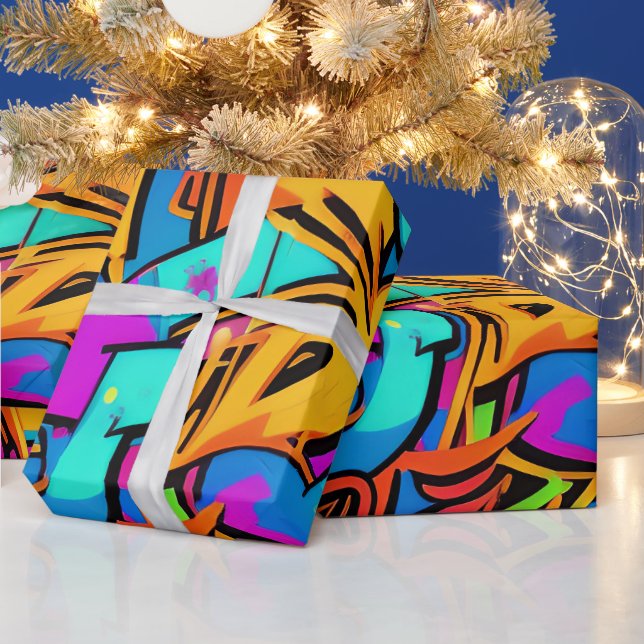 Bold Bright Colours Graffiti Street Art Pattern Wrapping Paper (Holidays)