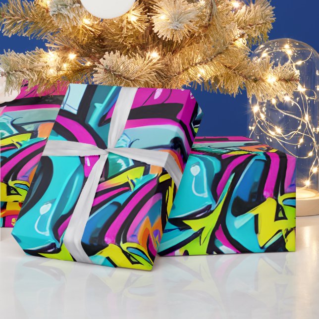 Bold Bright Colours Graffiti Street Art Pattern Wrapping Paper (Holidays)