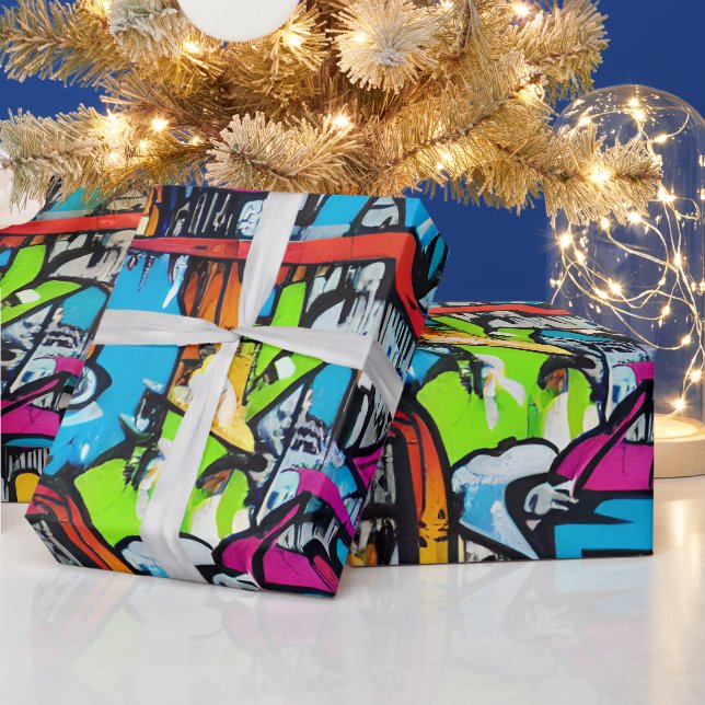 Bold Bright Colours Graffiti Street Art Pattern Wrapping Paper (Holidays)