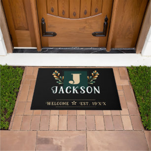 Bold Bright Fall Family Name Welcome Mat