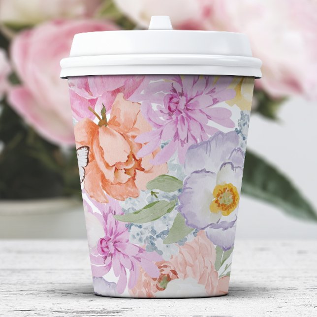 Bold Bright Floral Paper Cups (Bold Bright Floral Paper Cups by Painted Paperie
)