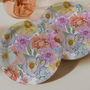 Bold Bright Floral Paper Plate