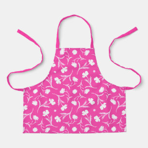 Bold Bright Floral Pattern Purple Pink Cute Girly Apron
