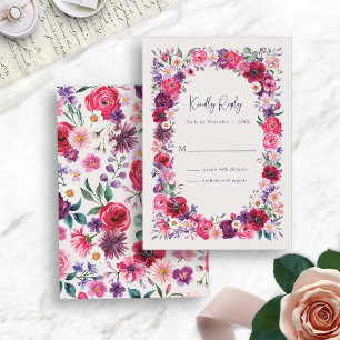 Bold Bright Floral RSVP Card