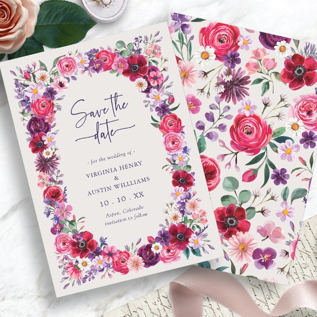 Bold Bright Floral Save The Date (Bold Bright Floral Save The Date Card by Painted Paperie
)