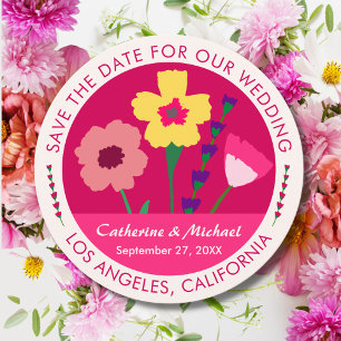 Bold & Bright Fuchsia Pink Floral Save The Date