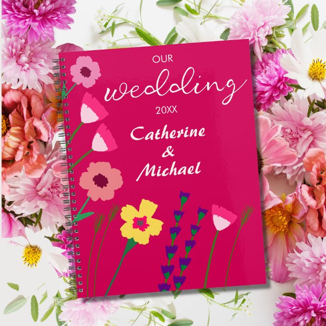 Bold & Bright Fuchsia Pink Spring Floral Wedding  Planner (Creator Uploaded)