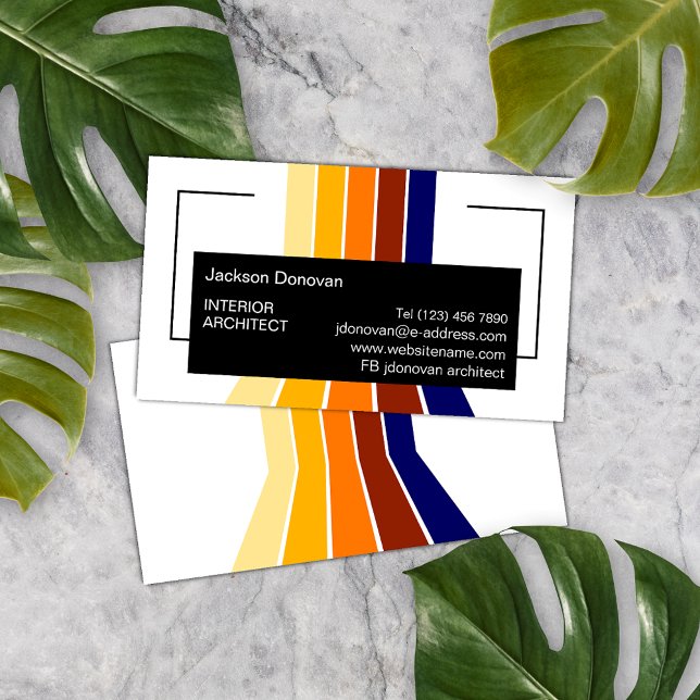 Bold Bright Midcentury Striped Stripes Art Pattern Business Card (Creator Uploaded)