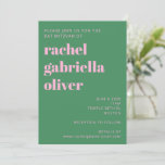 Bold Bright Modern Pink Green Simple Bat Mitzvah Invitation<br><div class="desc">Bold Bright Modern Pink Green Simple Bat Mitzvah Invitation</div>