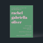 Bold Bright Modern Pink Green Simple Bat Mitzvah Invitation<br><div class="desc">Bold Bright Modern Pink Green Simple Bat Mitzvah Invitation</div>