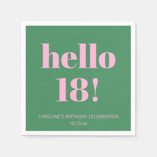 Bold Bright Modern Retro Pink Green 18th Birthday Napkin
