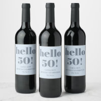 Bold Bright Modern Retro Soft Blue 50th Birthday