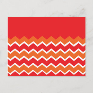 Bold Bright Orange Red Chevron Zigzag Pattern Postcard
