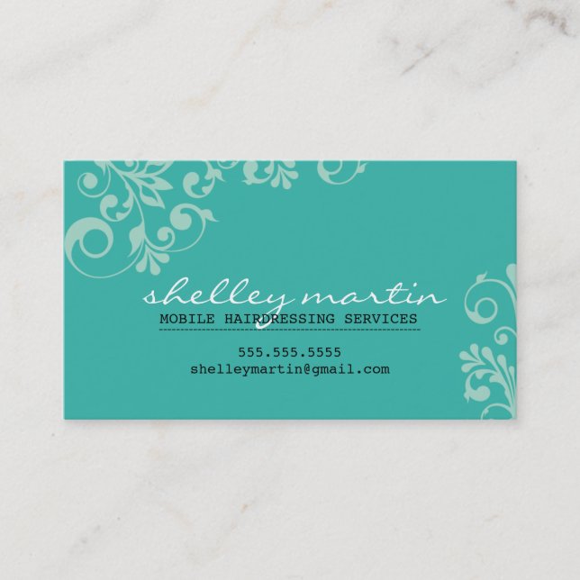 BOLD bright organic swirl pattern jade mint green Business Card (Front)