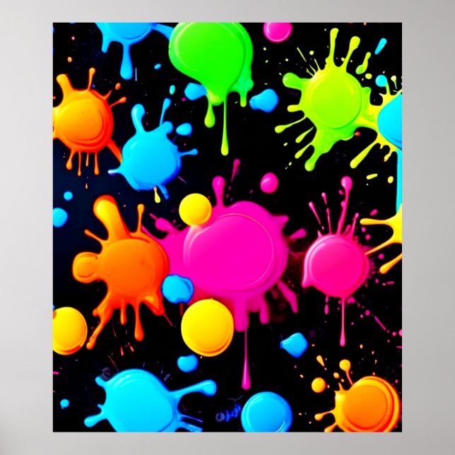 Bold & Bright Paint Splashes Poster (Front)