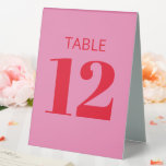 Bold Bright Pink and Red Modern Reception<br><div class="desc">Bold Typography Bright Pink and Red Modern Reception Table Number Tent Sign</div>